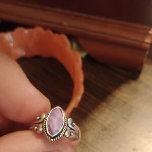 Silver Ring Purple Stone sz 5 1/2